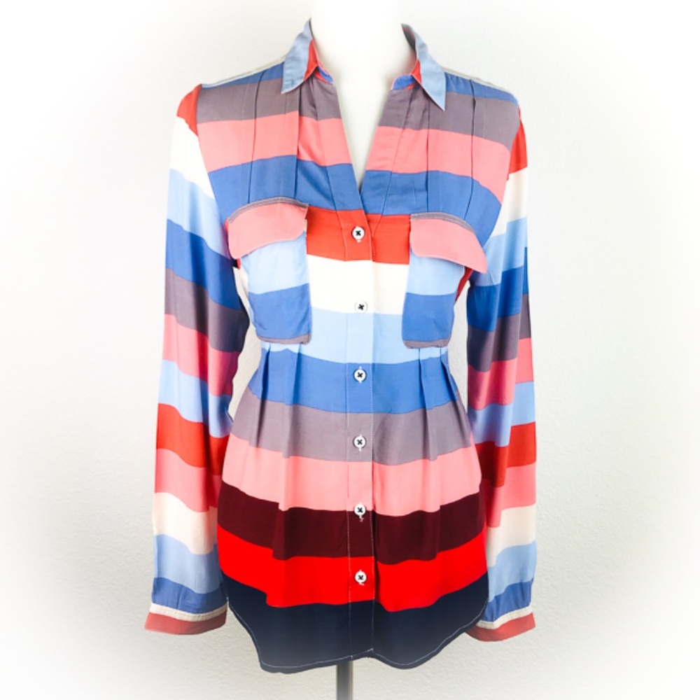 Anthropologie Maeve Striped Long Sleeve Blouse